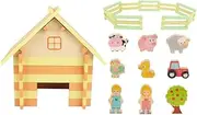 Portable Boys and Girls Farm Animals Toys 1 Set Boys and Girls Play Farmhouse Kit Wooden Pieces