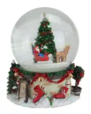 Northlight 6.75in Musical & Animated Santa on Sleigh Rotating Christmas Water Globe