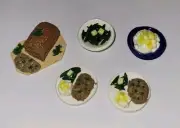 Dollhouse Meatloaf Dinner Mashed Potatoes Green Beans Plated