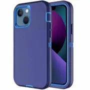For Apple iPhone 13 Case Drop Resistant Defender Tradies Heavy Duty Rugged Shockproof Tough Cover (Navy Blue/Blue)