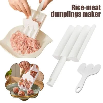 Plastic Kitchen Triple Meatball Maker Rice Balls Mold Spoon Baller Scraper L3Q8