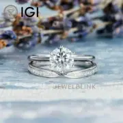 2.1 CTW Round Solitaire Lab Grown Diamond Engagement & Wedding 14K Gold Ring Set