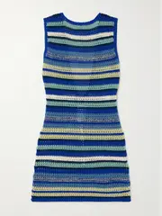 [ESCVDO] ESCVDO - Nevado Open-back Crocheted Cotton Mini Dress - Blue - medium medium Blue