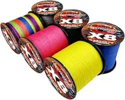 LLEIIshen 4/8 Strands PE Braided Fishing Line Saltwater Fishing Weave Superior Extreme Wire Strong Tension 10LB-78LB 1000M/1613