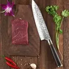 Chef Knife 67 Layers Damascus Steel Wood Handle Hammered Gyuto Beef Slicing Cut