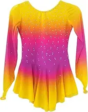 [JoyCan] Girl's Yellow Gradient Ice Figure Skating Dress Professional Competition Performance Costume