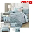 Elegant Aqua Bohemian Quilt Set - King Size Microfiber Bedspread for All Seasons