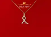 King of Blings Sterling Silver Ribbon Shape Pendant Yellow 0.26ct Cubic Zirconia