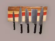 Resin River Wood Wall Knife Holder, Big Sur, Strong Magnetic, Rustic, L@@k