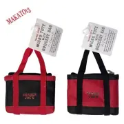 Trader Joe's MICRO TOTE BAGS 2 in 1 with Folded Grocery Bag 2Pcs RED & BLACK New
