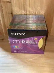 Sony CD-R Music Blank CD’s 25 Pack Slim Color Jewel Cases 80 Min Factory Sealed