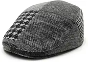 [YOFARCHOY] Men's Newsboy Hat Woollen Tweed Flat Cap Unisex Cabbie Ivy Cap Gatsby Hat