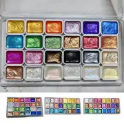Shimmer Watercolor Paint Set 24 Color Pearlescent Watercolor Art Crafts Palette