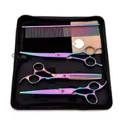 7'' Pet Hair Scissors Set Dog Grooming Cutting Thinning Curved Shears Tools