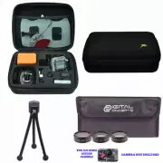 HARD CASE +3 HD FILTER KIT + TRIPOD FOR DJI OSMO ACTION CAMERA WITH 2 SCREENS