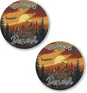 [No Thorns Media] Denver Colorado 2 Pack Pinback Buttons 2.25" Fun Pins for Clothes, Backpacks, Hats, and Jackets - Cartoon, Retro, and Punk Style Lapel Badges, Slogans, and Party Pins ID45000, Metal, no gemstone