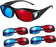 Gatuida 5 Pcs 3D Glasses Red Blue Movie Glasses for 3D Viewing Home Theater Tv Games