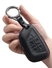for Cadillac Key Fob Cover Leather Keychain, Car Key Fob Case Holder