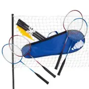 Toy Time Outdoor Badminton Set - 4 Racquets, 3 Shuttlecocks, Net & Poles