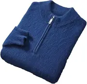 [Hamthuit] Men's Semi-High-Neck Zipper Sweater Thick Pullovers Knit Base Shirt Zipper Knitted Shirt Pullover