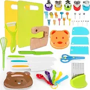 FUNGYAND 40-Piece Kids Cooking Set - Montessori-Inspired Kitchen Tools with Child-Safe Knives, Cutting Board, Apron, and More Fun Kitchen Accessories - Ideal for Toddlers & Young Chefs