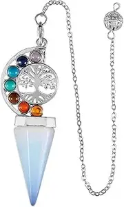 [Xiao Hua] handmade necklace pendant suitable for men and women, natural crystal life tree hexagonal pyramid 7-color spirit stone pendant (light blue), 6.8*3cm/2.7*1.2in, Natural crystal, natural