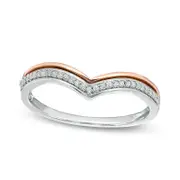 0.10 CT. T.W. Natural Diamond Double Chevron Band in Solid 10K Two-Tone Gold