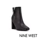 NINE WEST TAKES 9x9粗跟高跟踝靴-黑色