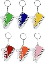 Mini Canvas Sneaker Keychains for Kids and Adults Set of 6 3 Inch Tennis Shoe Key Chains Cool Birthday Party Favors Goody Bag Fillers Prize for Boys and Girls Fundraising Item