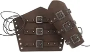 BIUDECO 1 Pair Personalized Punk Wristbands Viking Gauntlet Wristband Medieval Bracers Pu Accessory Wrist Guards Cosplay Riding Gloves Medieval Cosplay Supply Personality Man Props