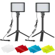 Catzon 2-Pack Dimmable 5600K USB LED Video Light with Adjustable Tripod Stand and Color Filters-40CM