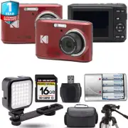 Kodak Pixpro FZ45 Camera (Red) + Extra Battery + 1 Yr Warranty - 16GB