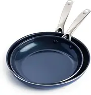 Blue Diamond Cookware Diamond Infused Ceramic Nonstick 24 and 28 cm Frying Pan Skillet Set, PFAS-Free, Dishwasher Safe, Oven Safe, Blue