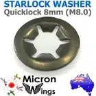 10 x Quicklock Starlock 8mm (M8.0) Speed Lock Washer (star lock locking washer)