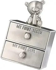 CHICAMPERA Metal Tooth Holder Keepsake Box Multi Functional Storage Container for Teeth Jewelry Trinkets Elegant Tabletop Trinket Organizer for Boys Childhood