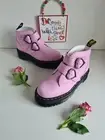 New Dr Martens Devon pink Lazy Oaf boots heart platform buckles quad sole UK4