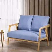 [Furb] 2 Seater Sofa - Blue Fabric Lounge Sofa, Linen Couch with Cushions, Sofa for Living Room