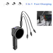 3In1 Car Fast Charger USB Port For Phone Computer Universal Power Socket Adapter
