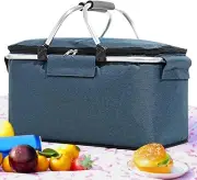Karlstert Two Handle Foldable Shopping/Picnic Carry Basket, Black, 23 Litre C...
