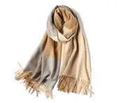 Ladies'Classic Checked Scarf With Thicker Fringed Shawl - 13