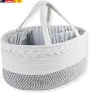 Baby Diaper Caddy, Nappy Organiser, 38 X25 X18 CM, Stylish Rope Nursery Storage