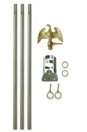 6' Ft Residential Flag Pole Kit Tangle Free No Furl Rings (NO FLAG)