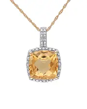 Rina Limor 10K 4.10 ct. tw. Diamond & Citrine Pendant Necklace