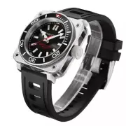 Aquatico Super Charger Steel Automatic 43 Men Diver Watch Black Dial/Strap 1000m