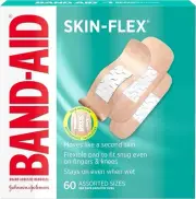 Band-Aid Brand Skin-Flex Adhesive Bandages 3-Sizes 60 Ct Flat Rate Shipping