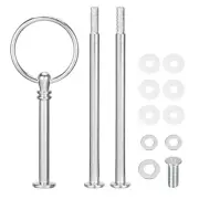 1 Set Cake Tray Stand Handle Plate Hardware Fitting, 3-Tiers Round Silver