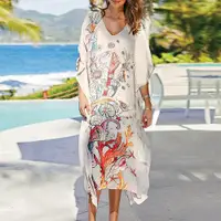 在飛比找ETMall東森購物網優惠-新款超仙印花顯瘦三亞沙灘裙旅游