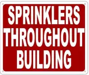 SPRINKLERS THROUGHOUT BUILDING SIGN (Aluminium Reflective ,RED 10x12)-REF24-1027