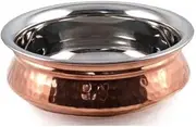 Indian Copper Serveware Bowl for Indian Food Serving Bowls for Cereal, Soup, Cooked Food Party Serve Ware, Serving Dishes Copper, Steel Handi Set (20 cm)