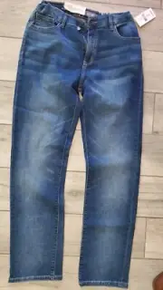 NEW DL1961 Brady Slim Blue Faded Jeans Elastic Waist Pockets for Boys, Size 18